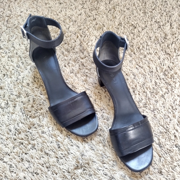 Vince Raine Leather City Sandal Black Sz 8,5 - Picture 1 of 7